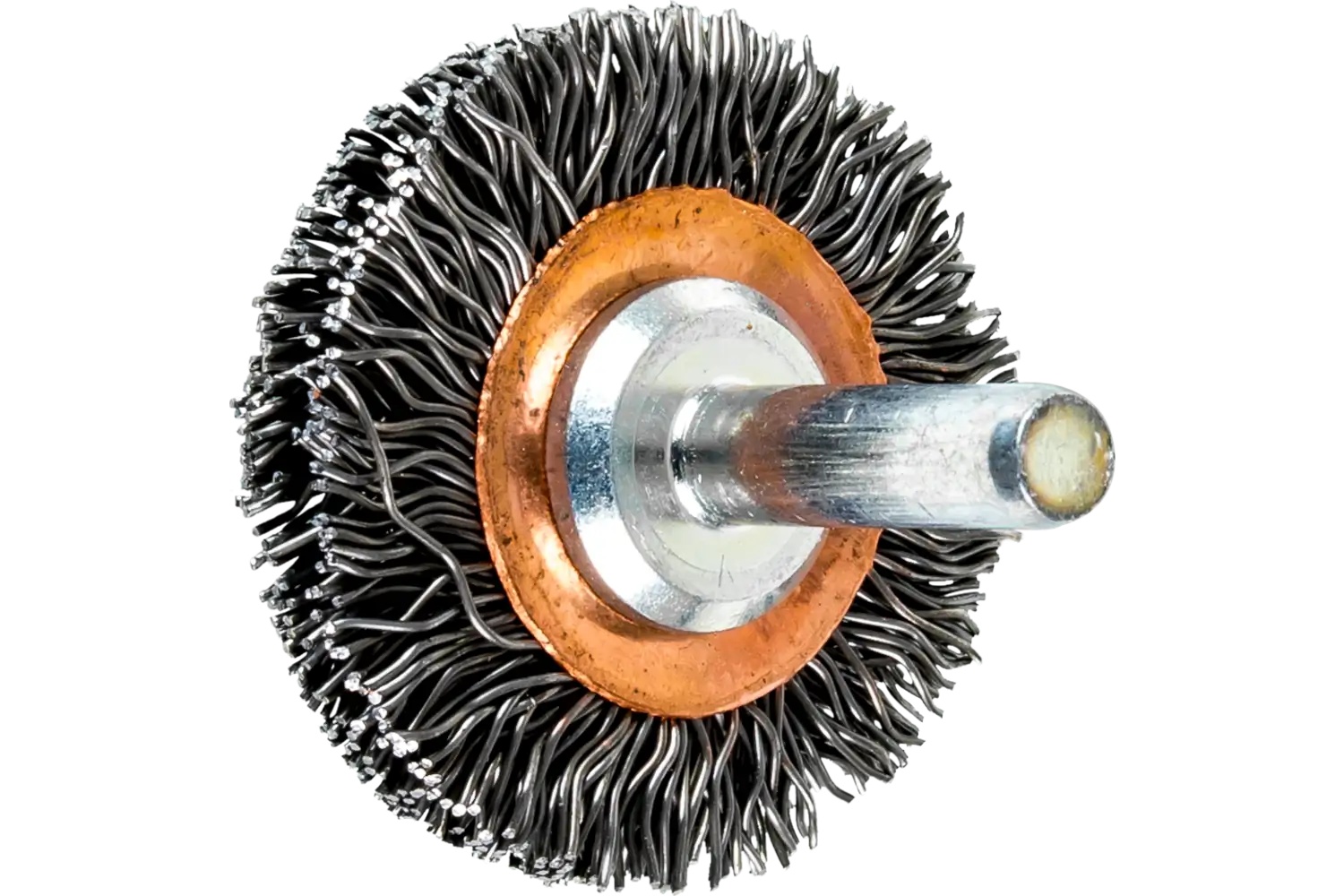 Picture of Pferd Crimped Wire Wheel Brush 1-1/2" Dia. .020 Carbon Steel 1/4" Shank